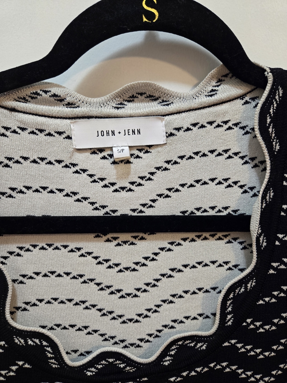 John + Jenn Black & White Wave-Trim Knit Mini Dress - Picture 3 of 8